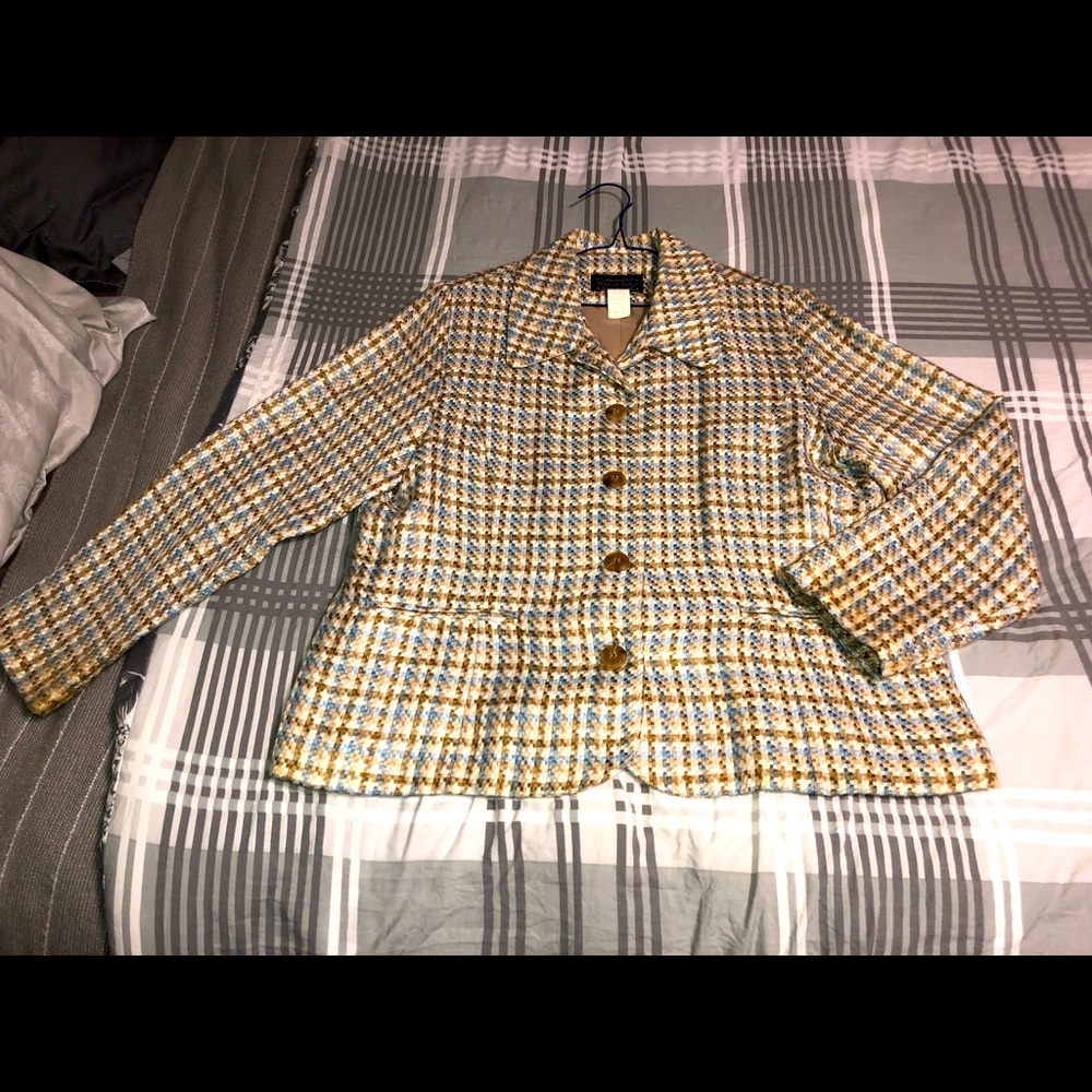 Vintage Willow Ridge Blazer Suit coat leisure Sz 16p blue/champagne/ivory/beige